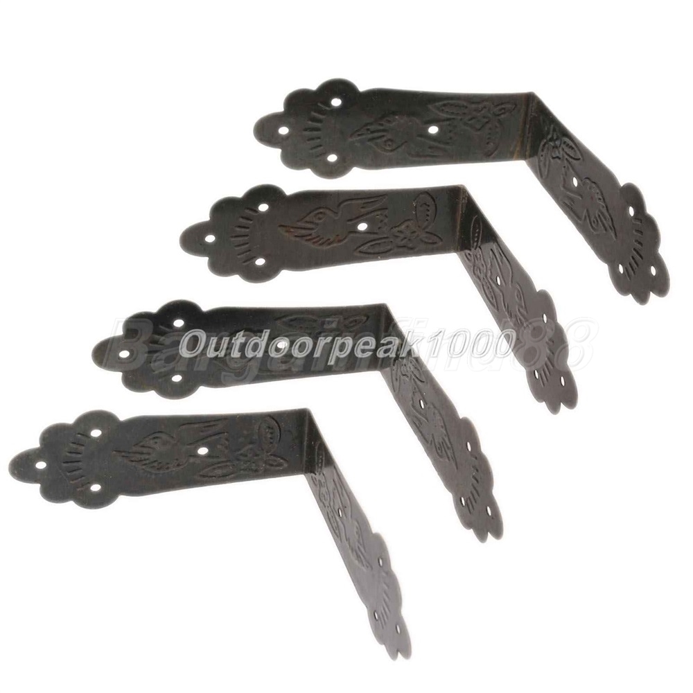 4PCS Vintage Decorative Corner Bracket Hardware Wooden Chest Box Edge